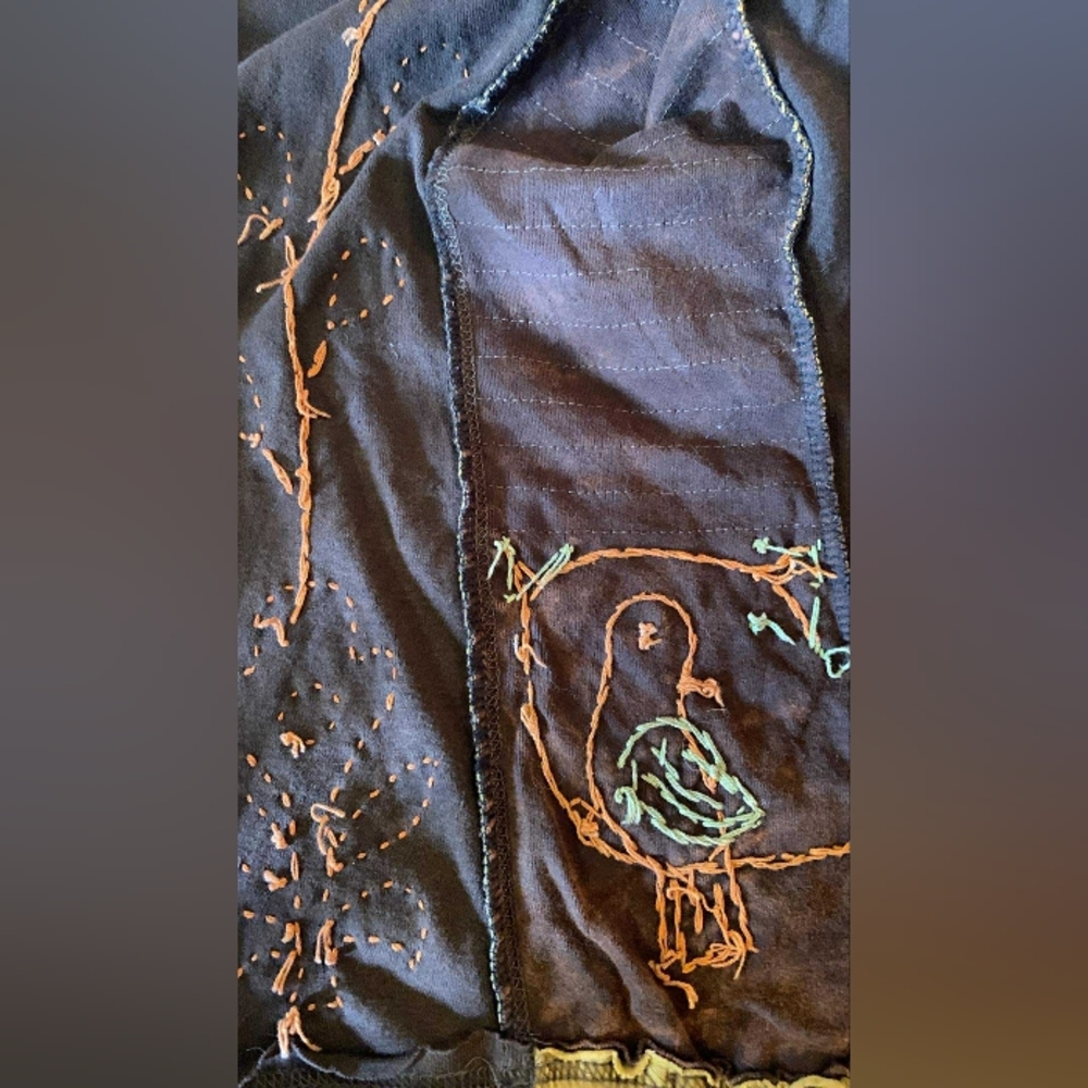 Greater Good Network Brown Boho Multicolored Floral Hoodie Size XXL With Birds - Picture 10 of 11